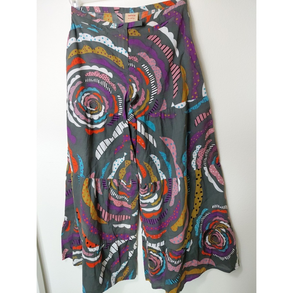 Unique Multicolor Abstract Pants Sz 2 Twinkle By Wenlan NWOT 100%Cotton Boho Y2K